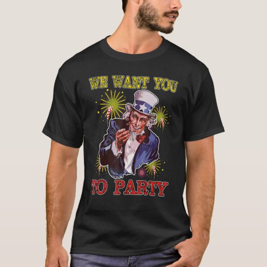 Uncle Sam Firework 4. Juli Men American USA F T-Shirt (Vorderseite)