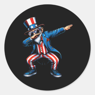 Uncle Sam Funny 4. Juli Patriotic Boys Girls m Runder Aufkleber