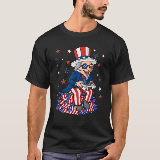 Uncle Sam Game Controller 4. Juli Jungs Kinder die T-Shirt (Vorderseite)