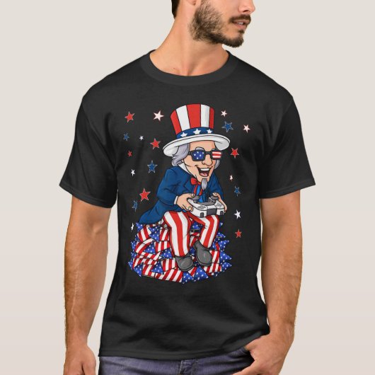 Uncle Sam Game Controller 4. Juli Jungs Kinder die T-Shirt (Vorderseite)