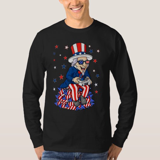 Uncle Sam Game Controller 4. Juli Jungs Kinder die T-Shirt (Vorderseite)