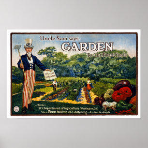 Uncle Sam Garden, 1917. Vintage Werbung Poster