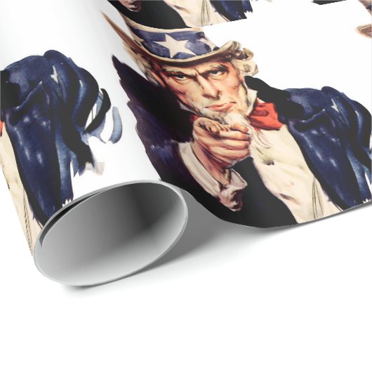 Uncle Sam Geschenkpapier (Rolleneckpunkt)