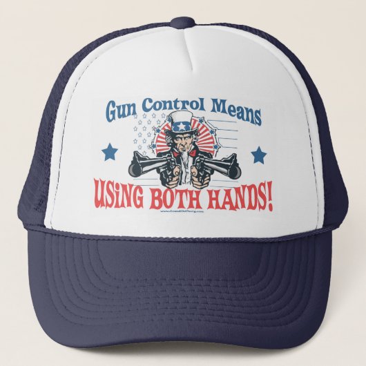 Uncle Sam Gewehr-Kontrollen-Hut Truckerkappe (Vorderseite)