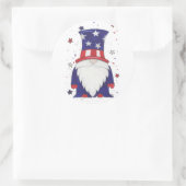 Uncle Sam Gnome Runder Aufkleber (Tasche)