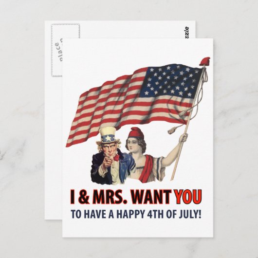 Uncle Sam Greetings für den vierten Postkarte (Vorne/Hinten)