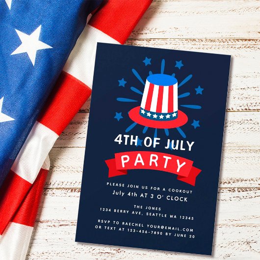 Uncle Sam Hat 4. Juli Cookout Einladung