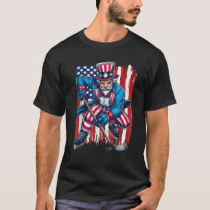Uncle Sam Hockey Spieler 4. Juli American Flag T-Shirt