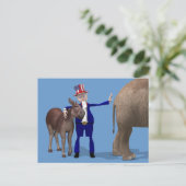 Uncle Sam Hugs Happy Donkey Postkarte (Stehend Vorderseite)