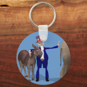 Uncle Sam Hugs Happy Donkey Schlüsselanhänger (Vorderseite)