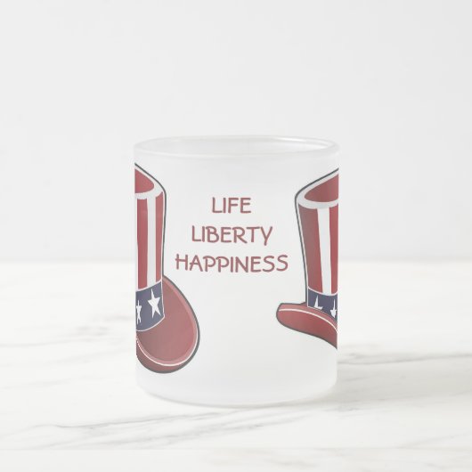 Uncle Sam Hut-"Leben-Freiheits-Glück-" Tasse (Mittel)