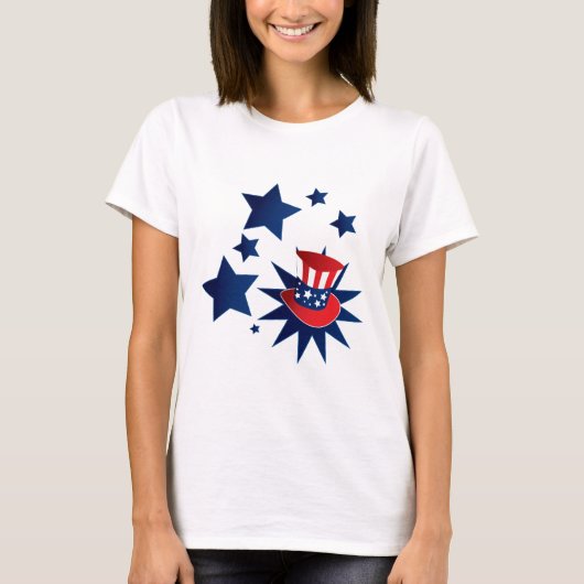 Uncle Sam Hut und Sterne T-Shirt (Vorderseite)