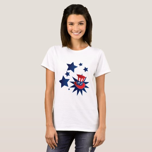 Uncle Sam Hut und Sterne T-Shirt (Vorne ganz)