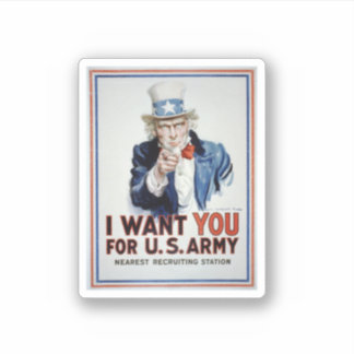 Uncle Sam I Want You For Us Army Vintage Poster  Aufkleber