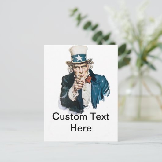 Uncle Sam I Woll Sie mit Ihrem Text anpassen Postkarte (Stehend Vorderseite)