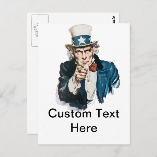 Uncle Sam I Woll Sie mit Ihrem Text anpassen Postkarte (Vorne/Hinten)