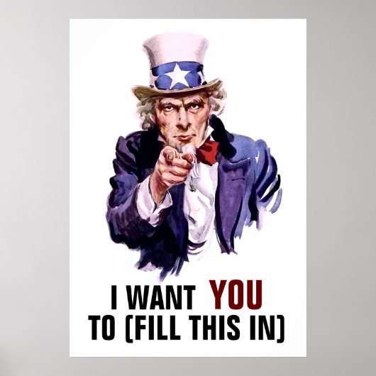 Uncle Sam "I Woll You" Anpassbar Poster (Vorne)