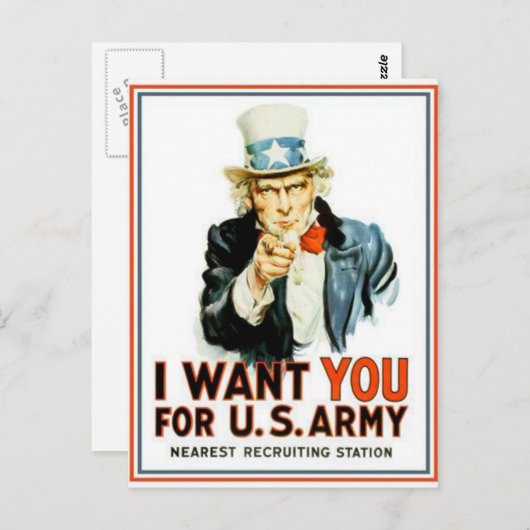 Uncle Sam I Woll You Army Postkarte (Vorne/Hinten)