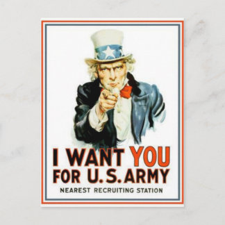 Uncle Sam I Woll You Army Postkarte