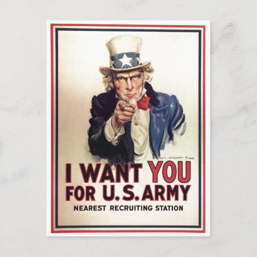 Uncle Sam I Woll You For US Army Postkarte (Vorderseite)