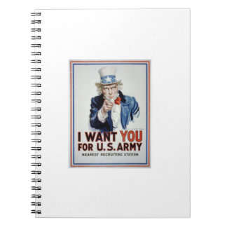 Uncle Sam I Woll You For Us Army Vintage Poster Notizblock