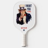 Uncle Sam I Woll You to Dink Funny Pickleball Schläger (Rückseite)