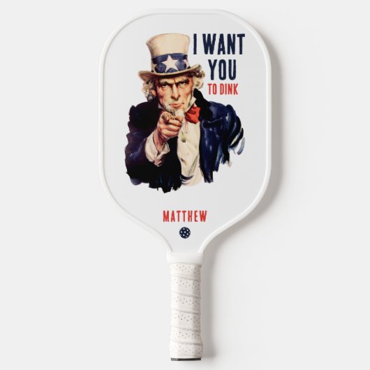 Uncle Sam I Woll You to Dink Funny Pickleball Schläger (Vorderseite)
