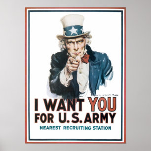 Uncle Sam I Woll You Vintag Print Poster