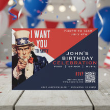 Uncle Sam I Wollte Sie 4. Juli Geburtstag Party