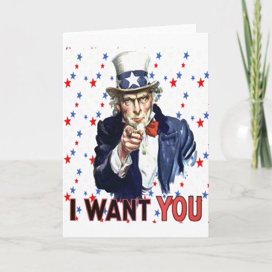 Uncle Sam ich Woll Sie mit US Flagge Backgr Karte (Vorderseite)