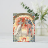 Uncle Sam Lady Liberty US Flag Feuerwerk Postkarte (Stehend Vorderseite)