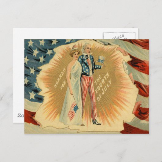 Uncle Sam Lady Liberty US Flag Postkarte (Vorne/Hinten)
