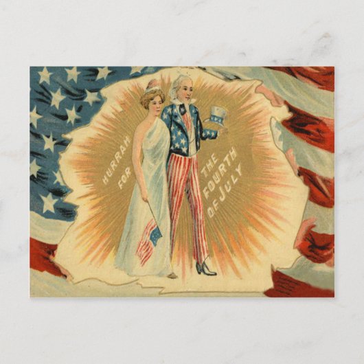 Uncle Sam Lady Liberty US Flag Postkarte (Vorderseite)