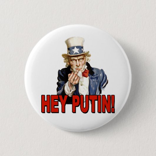 Uncle Sam Middle Finger Hey Putin Button (Vorderseite)