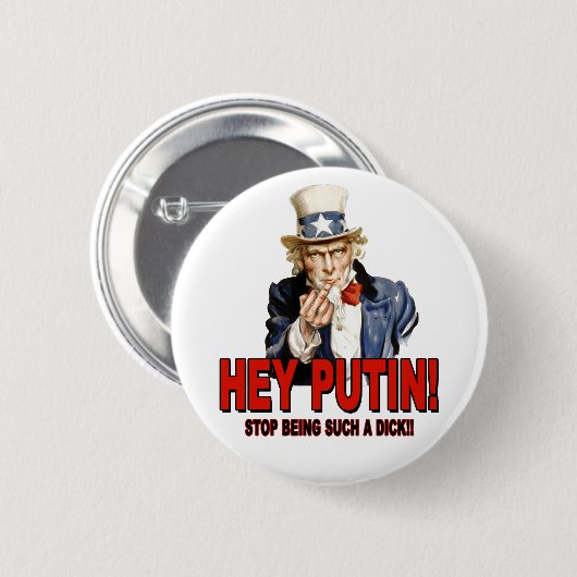 Uncle Sam Middle Finger Hey Putin Dick Button (Vorne & Hinten)
