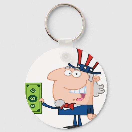 Uncle Sam mit der Anleihe eines Dollar-Scheines Schlüsselanhänger (Vorderseite)