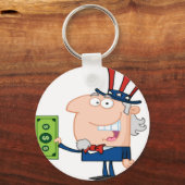Uncle Sam mit der Anleihe eines Dollar-Scheines Schlüsselanhänger (Vorderseite)