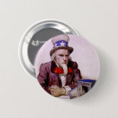 Uncle Sam Mit einem leeren Fiskus Button (Vorne & Hinten)