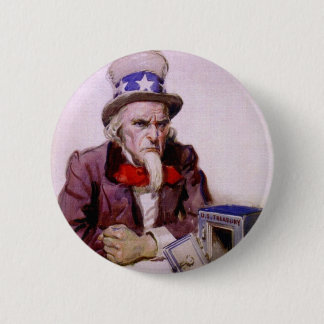 Uncle Sam Mit einem leeren Fiskus Button