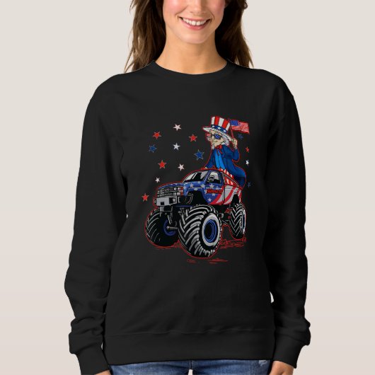 Uncle Sam Monster Truck 4. Juli Jungs Kinder Sweatshirt (Vorderseite)