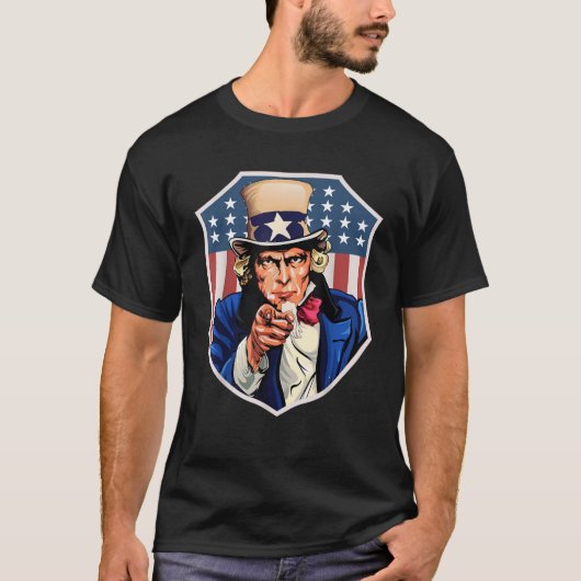 Uncle Sam on American Flag T-Shirt (Vorderseite)