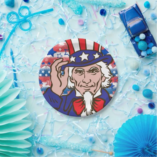 Uncle Sam Paper Plate Pappteller (Party)