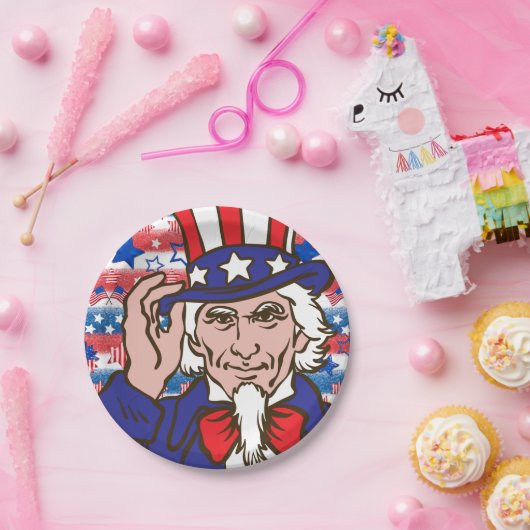 Uncle Sam Paper Plate Pappteller (Party)