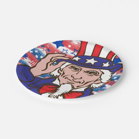 Uncle Sam Paper Plate Pappteller (Schrägansicht)