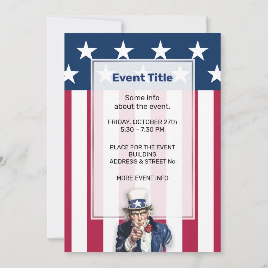 Uncle Sam Party Einladung (Rückseite)