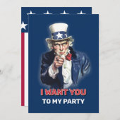 Uncle Sam Party Einladung (Vorne/Hinten)