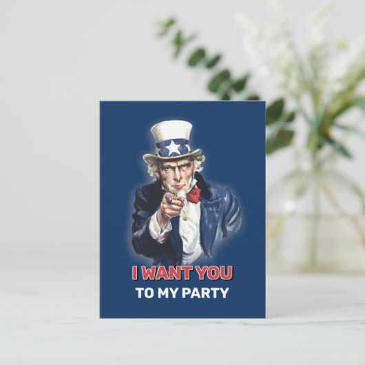 Uncle Sam Party Einladung Postkarte (Stehend Vorderseite)