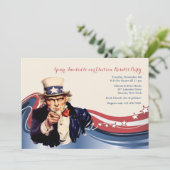 Uncle Sam Patriotic Einladung (Stehend Vorderseite)