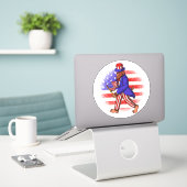 Uncle Sam Patriotic Flag Bearing Bigfoot 4. Juli Aufkleber (Laptop auf Schreibtisch)
