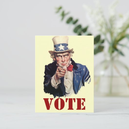 Uncle Sam Patriotic VOTE Designs Postkarte (Stehend Vorderseite)